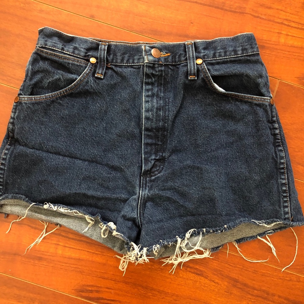 Vintage wrangler denim shorts dark wash